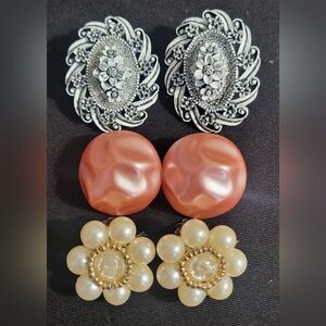 #2 Vintage Clip-On Earring Lot One Signed HongKong